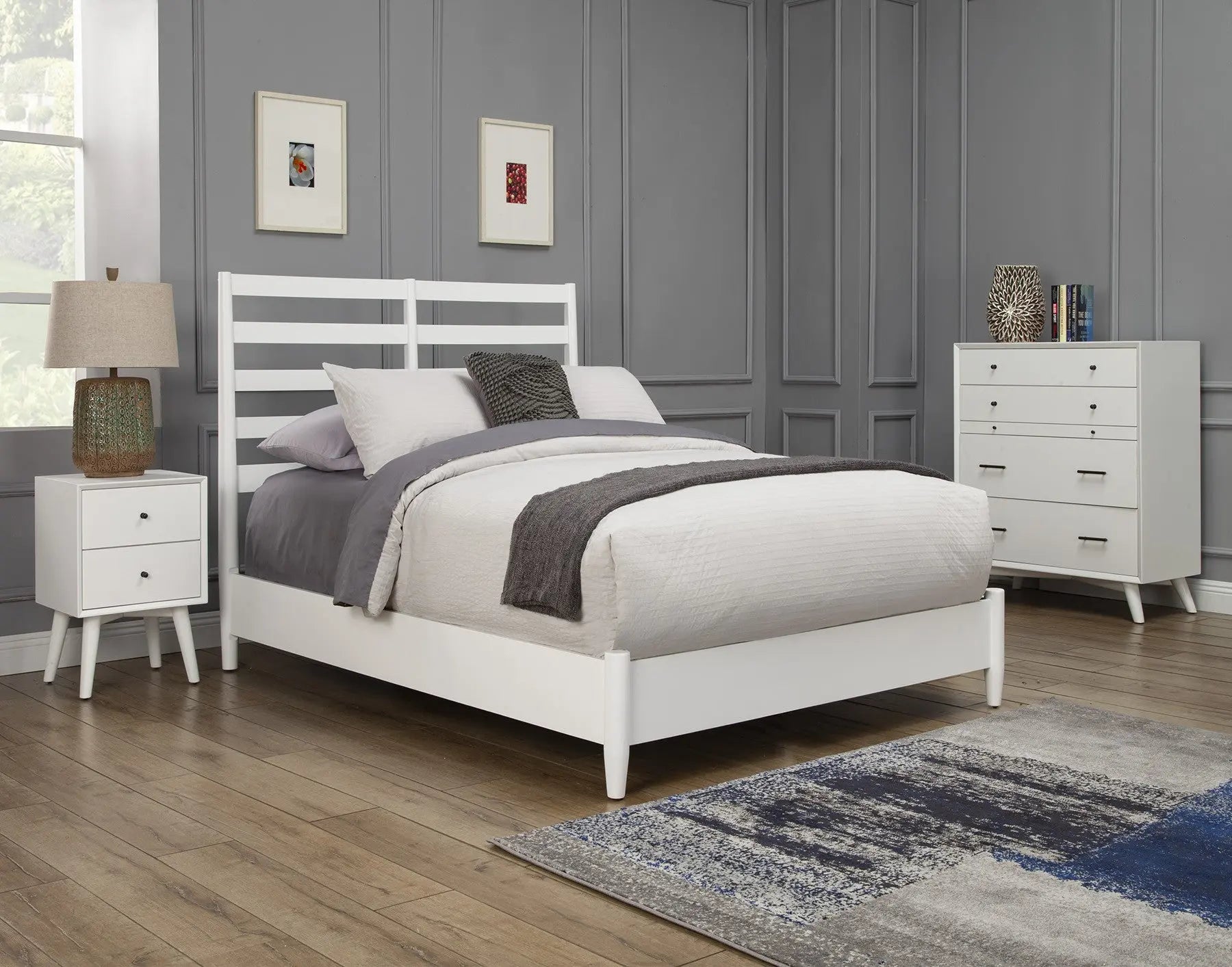 White Slat Back Solid Wood Queen Bed Frame Homeroots Bed & Bath