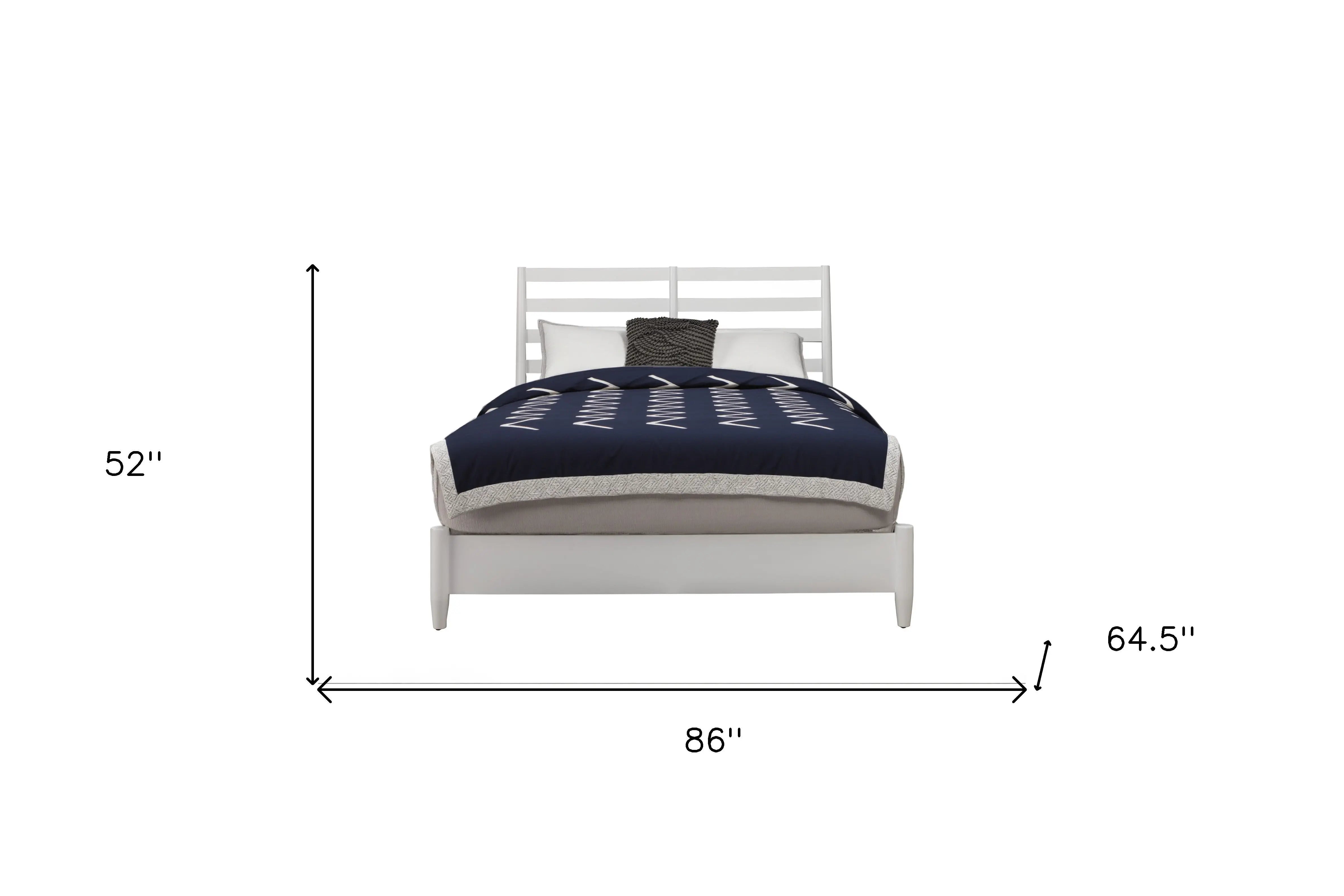 White Slat Back Solid Wood Queen Bed Frame Homeroots Bed & Bath