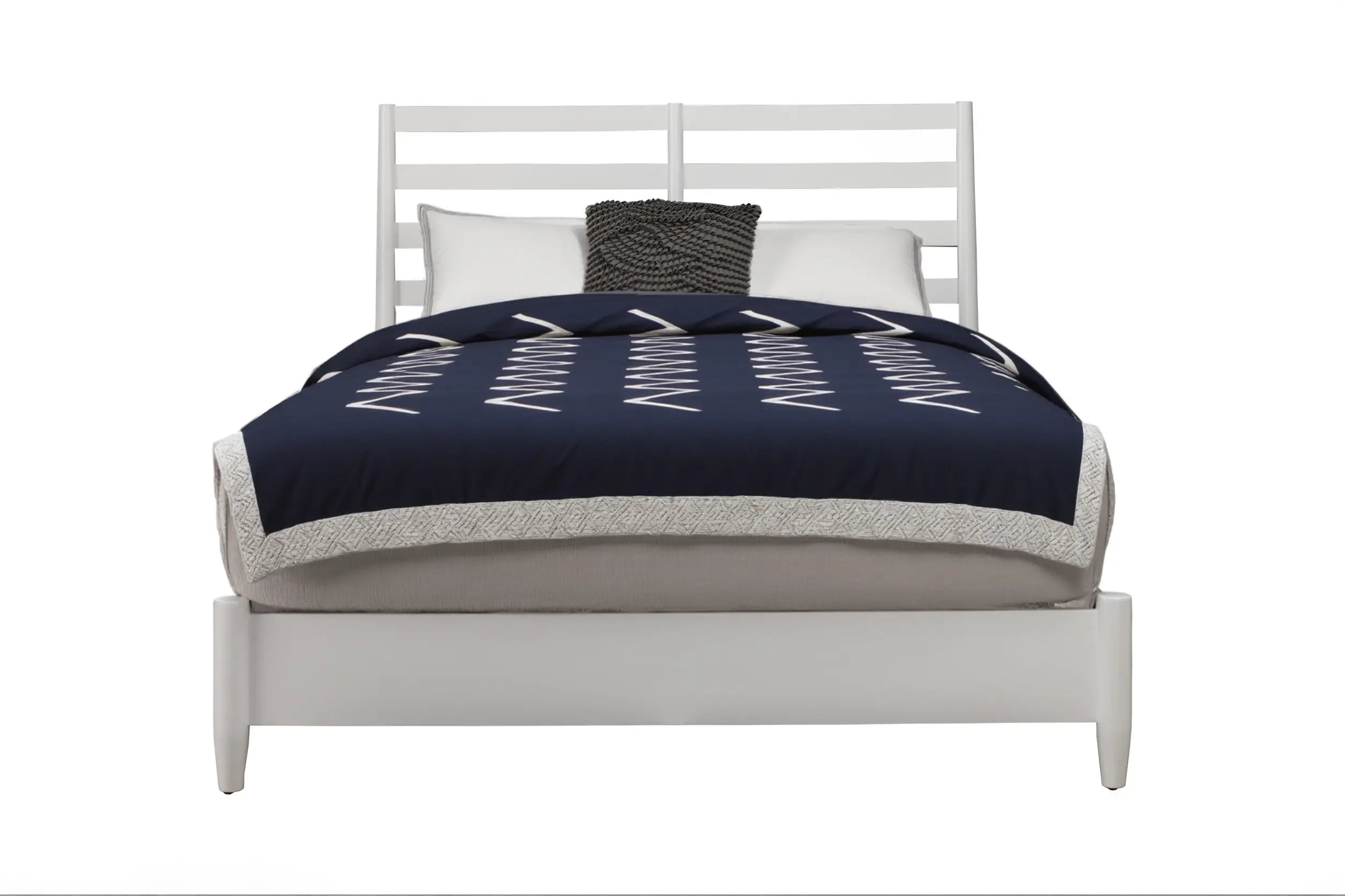 White Slat Back Solid Wood Queen Bed Frame Homeroots Bed & Bath