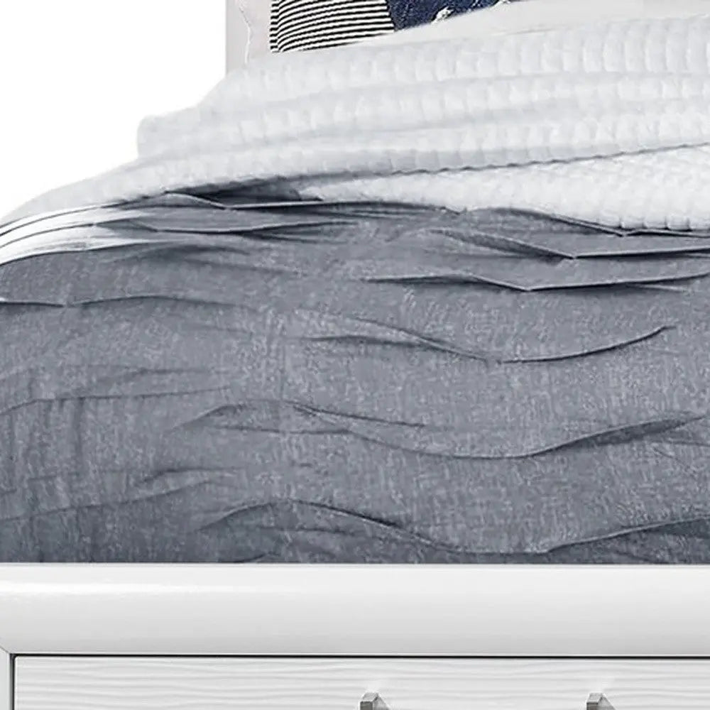 White Solid Wood Lighted King Bed Frame With Drawers Homeroots Bed & Bath