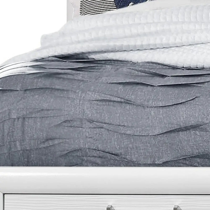 White Solid Wood Lighted King Bed Frame With Drawers Homeroots Bed & Bath