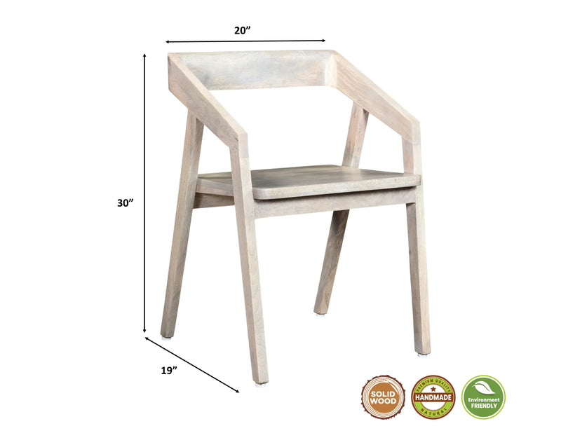 White Solid Wood Open Back Dining Arm Chair Homeroots Kitchen & Dining