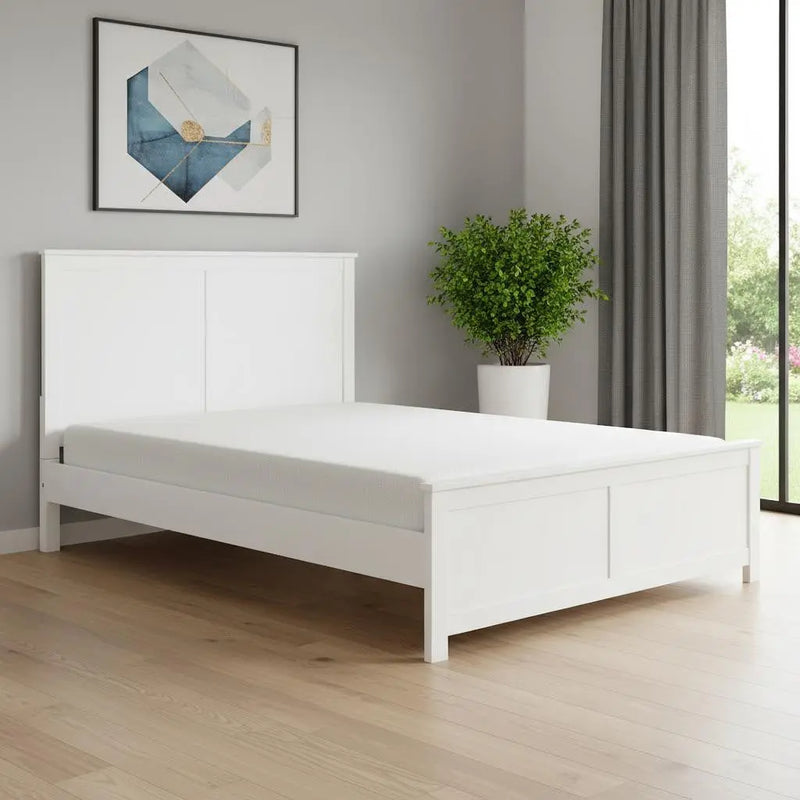 White Solid Wood Queen Bed Frame Homeroots Bed & Bath