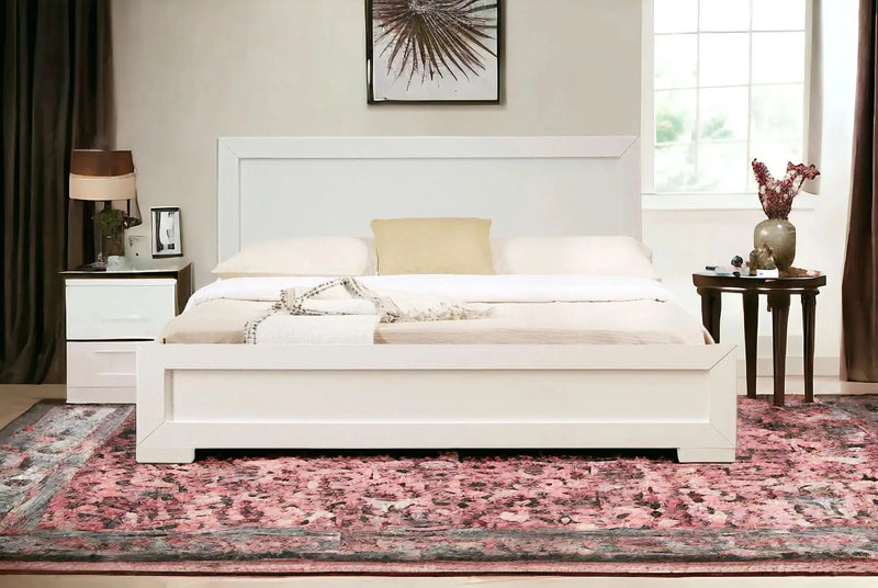 White Solid and Manufactured Wood King Bed Frame Homeroots Bed & Bath