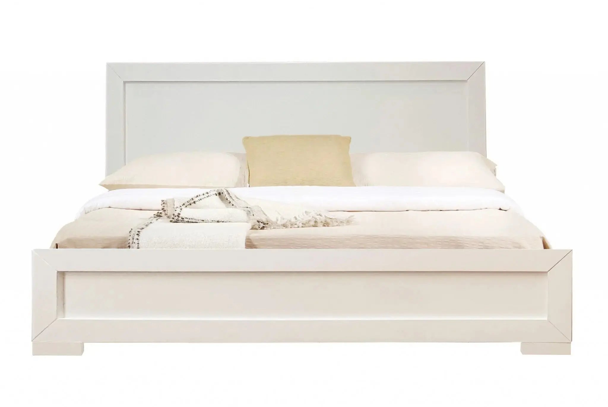 White Solid and Manufactured Wood King Bed Frame Homeroots Bed & Bath