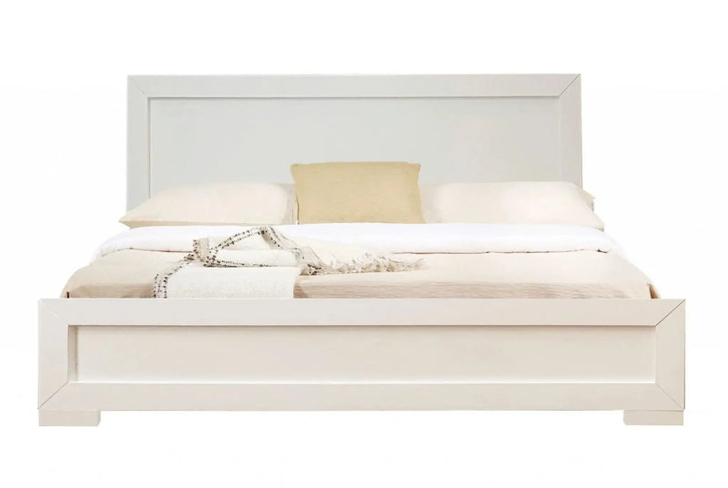 White Solid and Manufactured Wood King Bed Frame Homeroots Bed & Bath