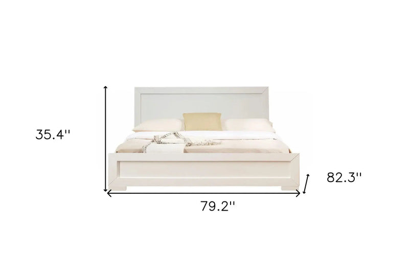 White Solid and Manufactured Wood King Bed Frame Homeroots Bed & Bath