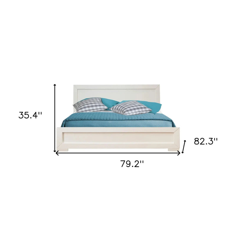 White Solid and Manufactured Wood King Bed Frame Homeroots Bed & Bath