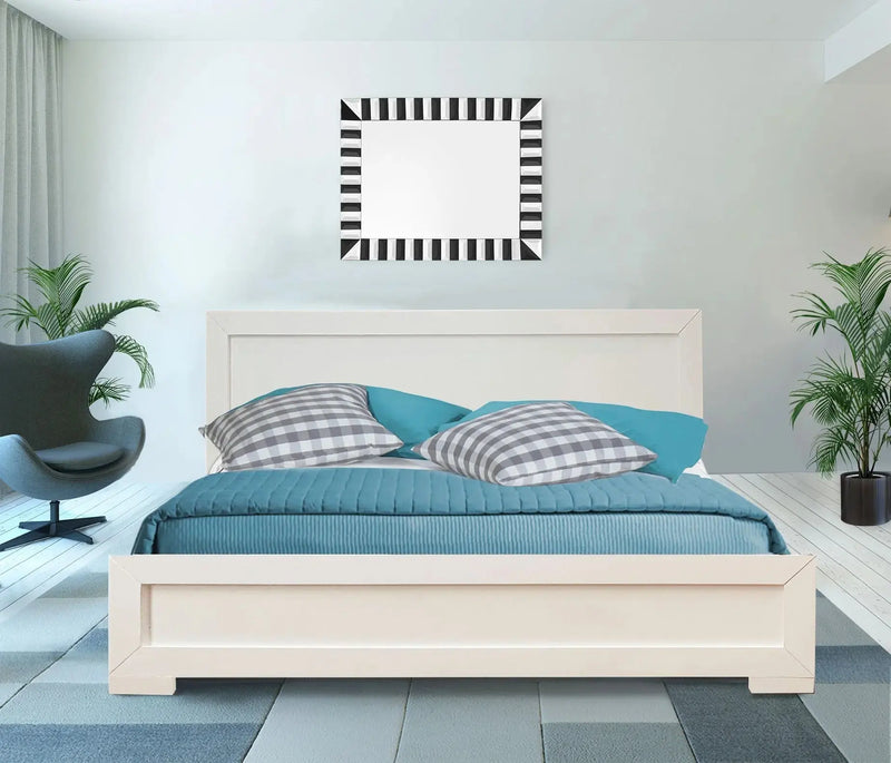 White Solid and Manufactured Wood King Bed Frame Homeroots Bed & Bath