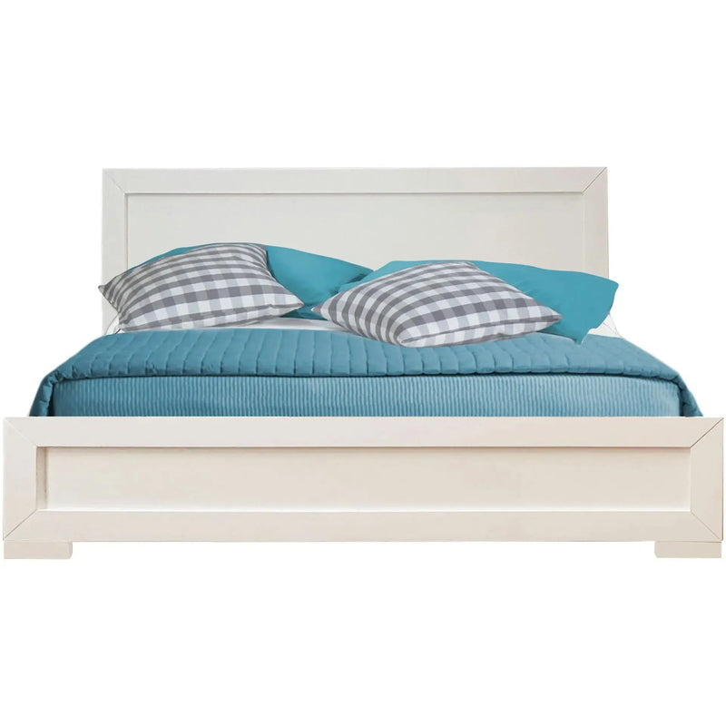 White Solid and Manufactured Wood King Bed Frame Homeroots Bed & Bath
