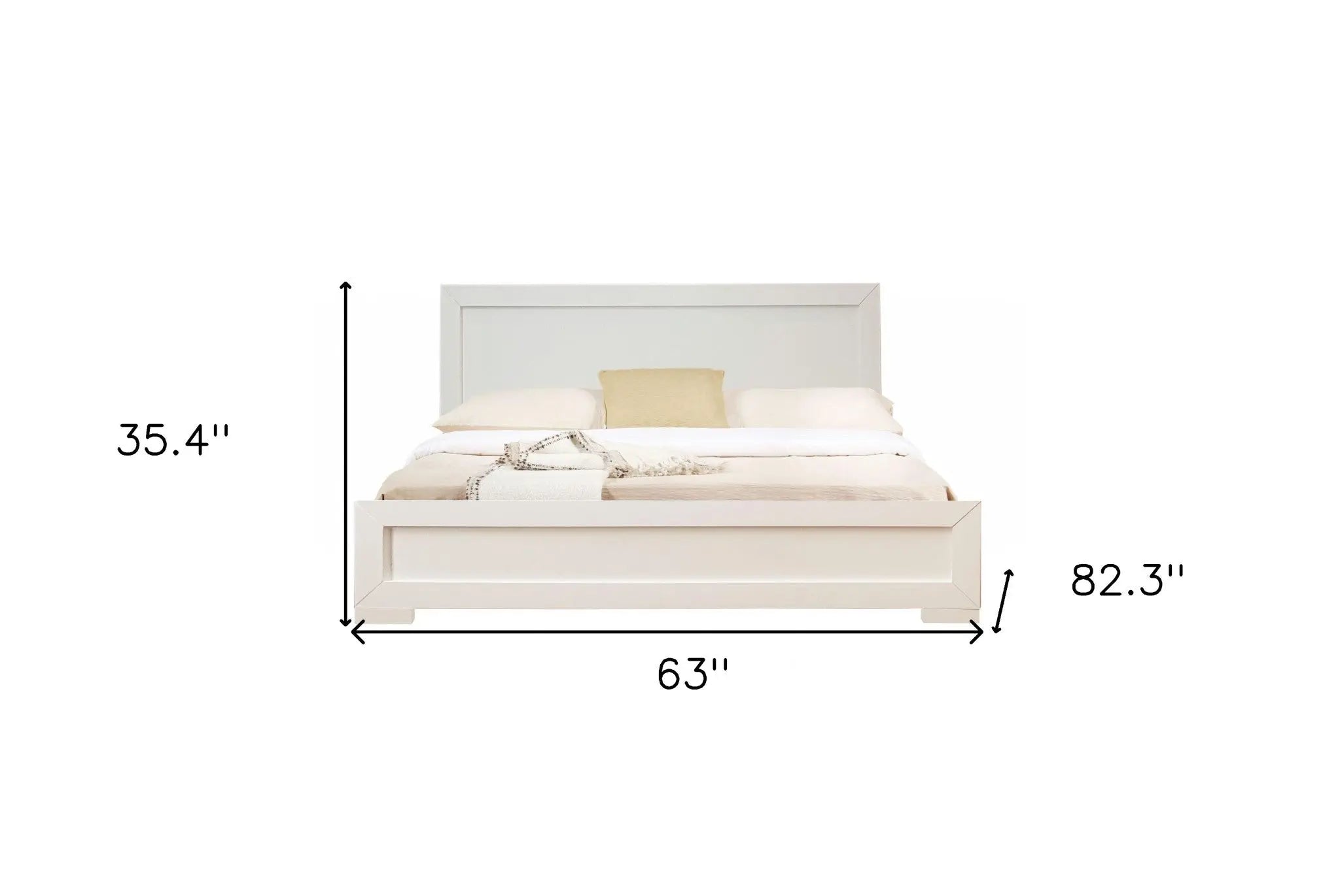 White Solid and Manufactured Wood Queen Bed Frame Homeroots Bed & Bath