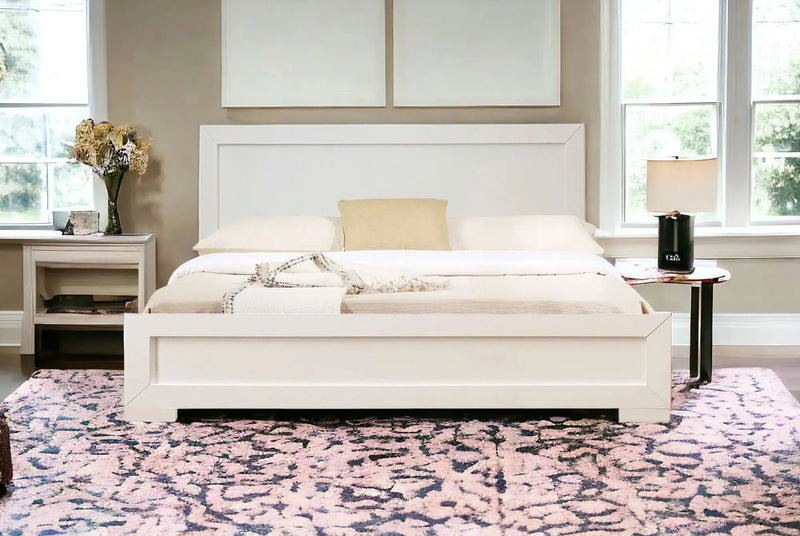 White Solid and Manufactured Wood Queen Bed Frame Homeroots Bed & Bath