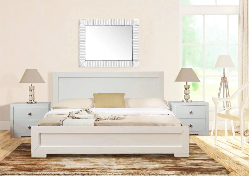 White Solid and Manufactured Wood Queen Bed Frame Homeroots Bed & Bath