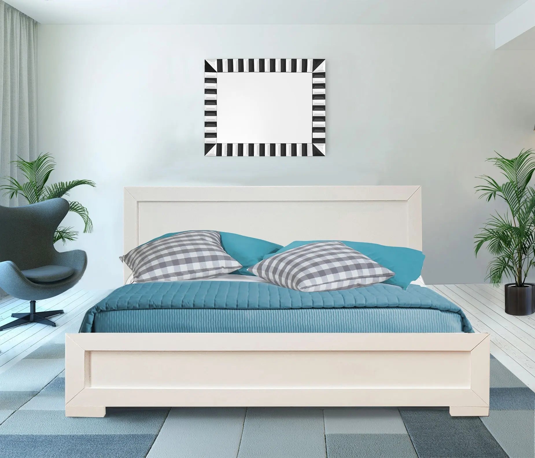 White Solid and Manufactured Wood Queen Bed Frame Homeroots Bed & Bath