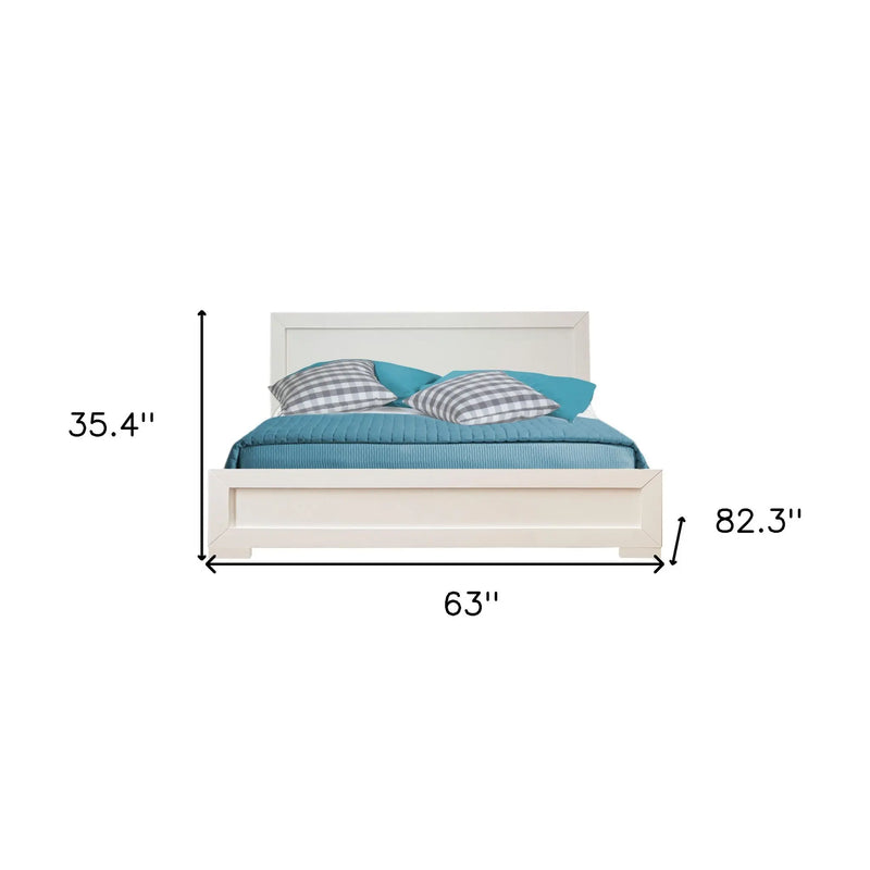 White Solid and Manufactured Wood Queen Bed Frame Homeroots Bed & Bath