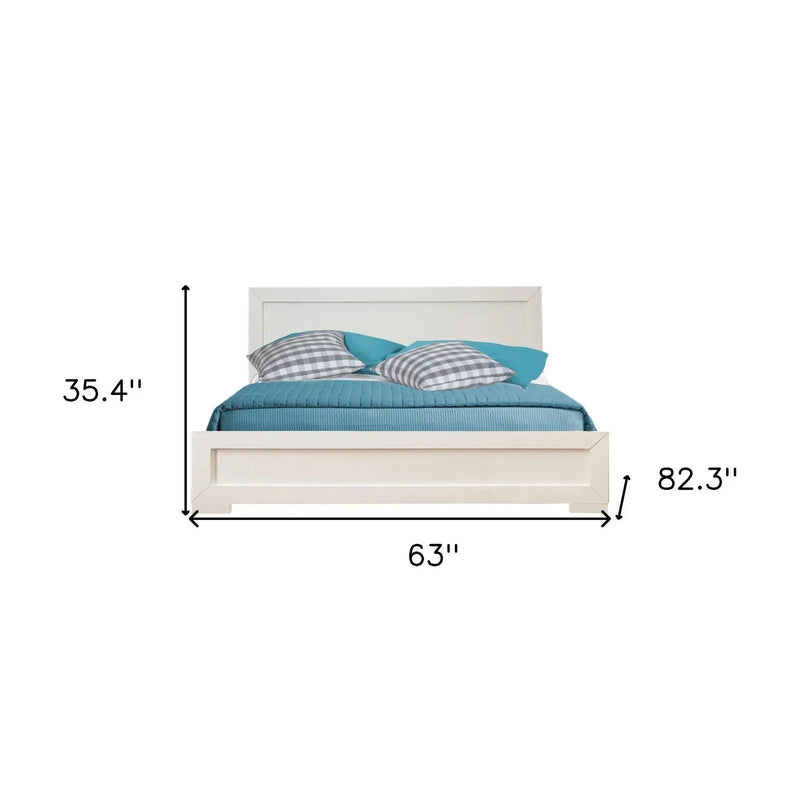 White Solid and Manufactured Wood Queen Bed Frame Homeroots Bed & Bath