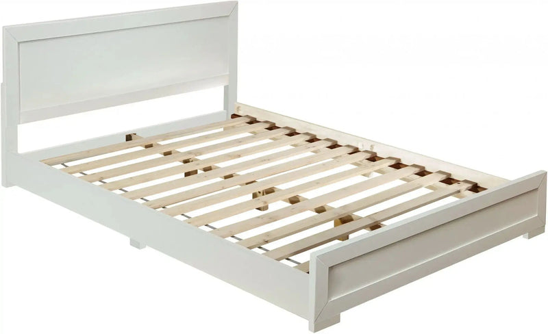 White Solid and Manufactured Wood Queen Bed Frame Homeroots Bed & Bath