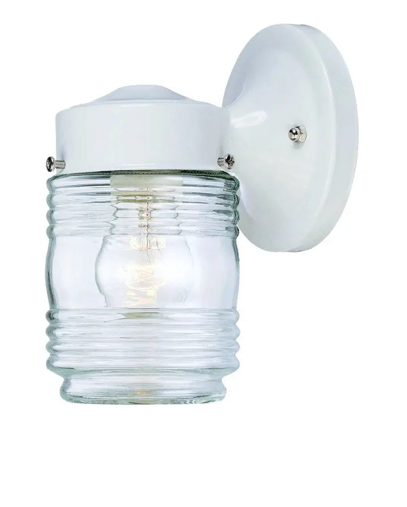 White Standard Jelly Jar One Light Outdoor Wall Light Homeroots Outdoor