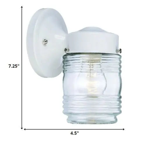 White Standard Jelly Jar One Light Outdoor Wall Light Homeroots Outdoor