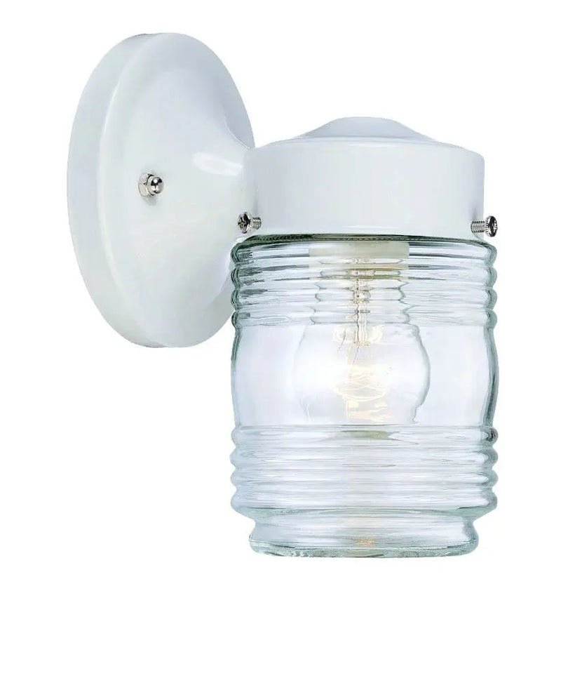 White Standard Jelly Jar One Light Outdoor Wall Light Homeroots Outdoor