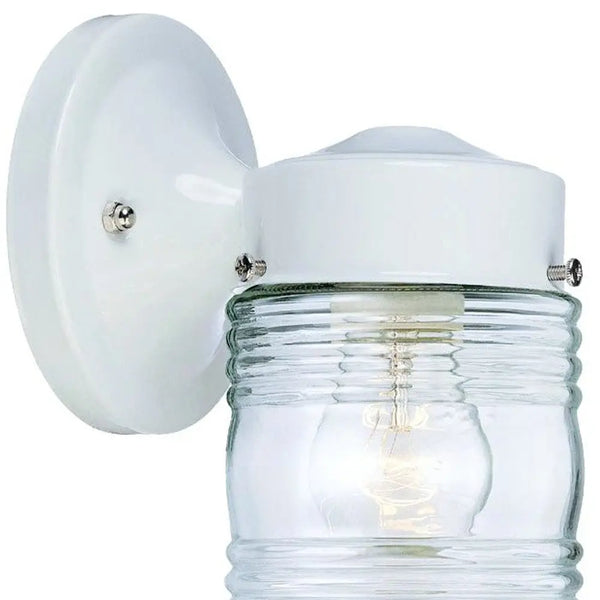 White Standard Jelly Jar One Light Outdoor Wall Light Homeroots Outdoor