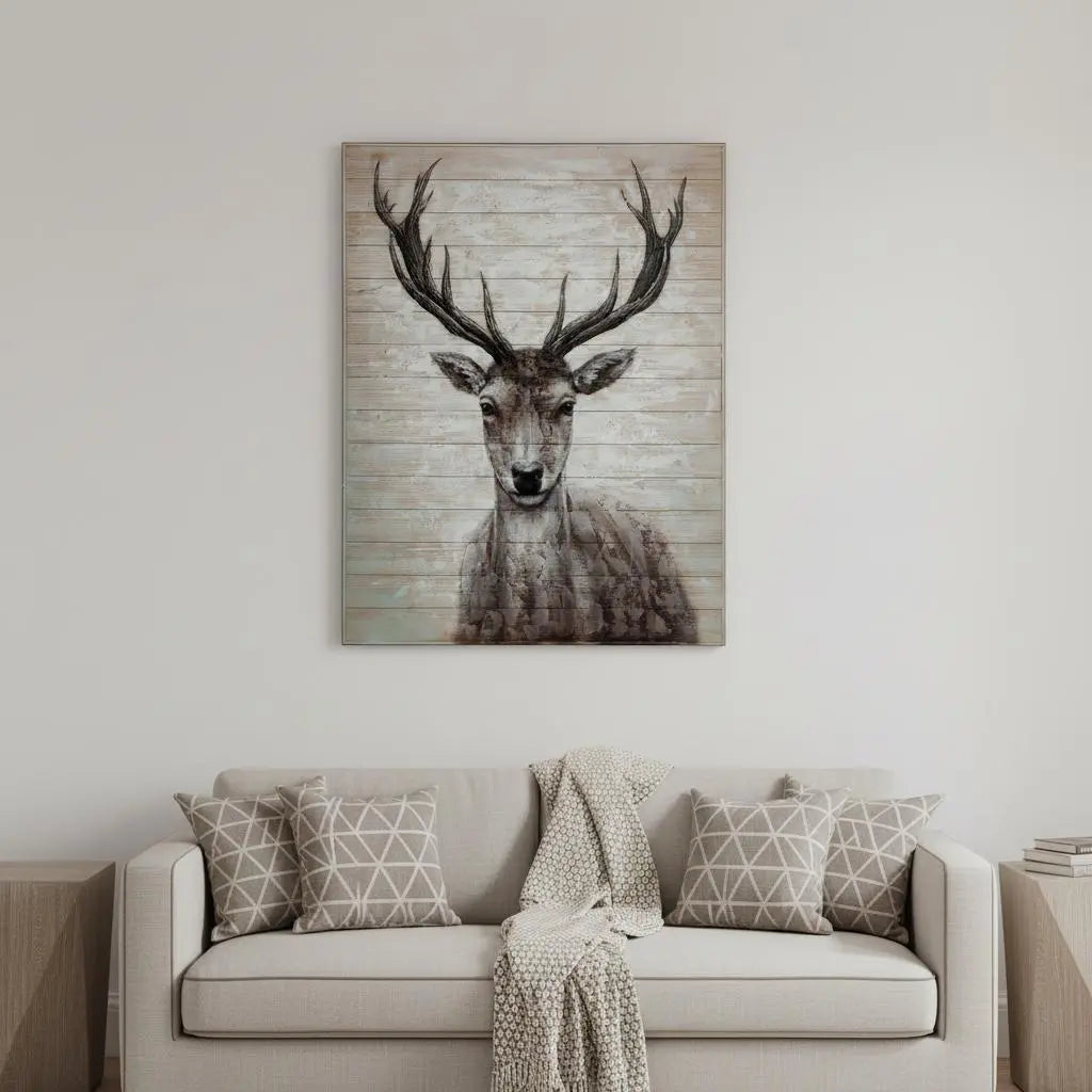 White Tail II 48x60 Deer Original Hand Painted on Wood Oil Painting Unframed Wall Art Homeroots Home Decor