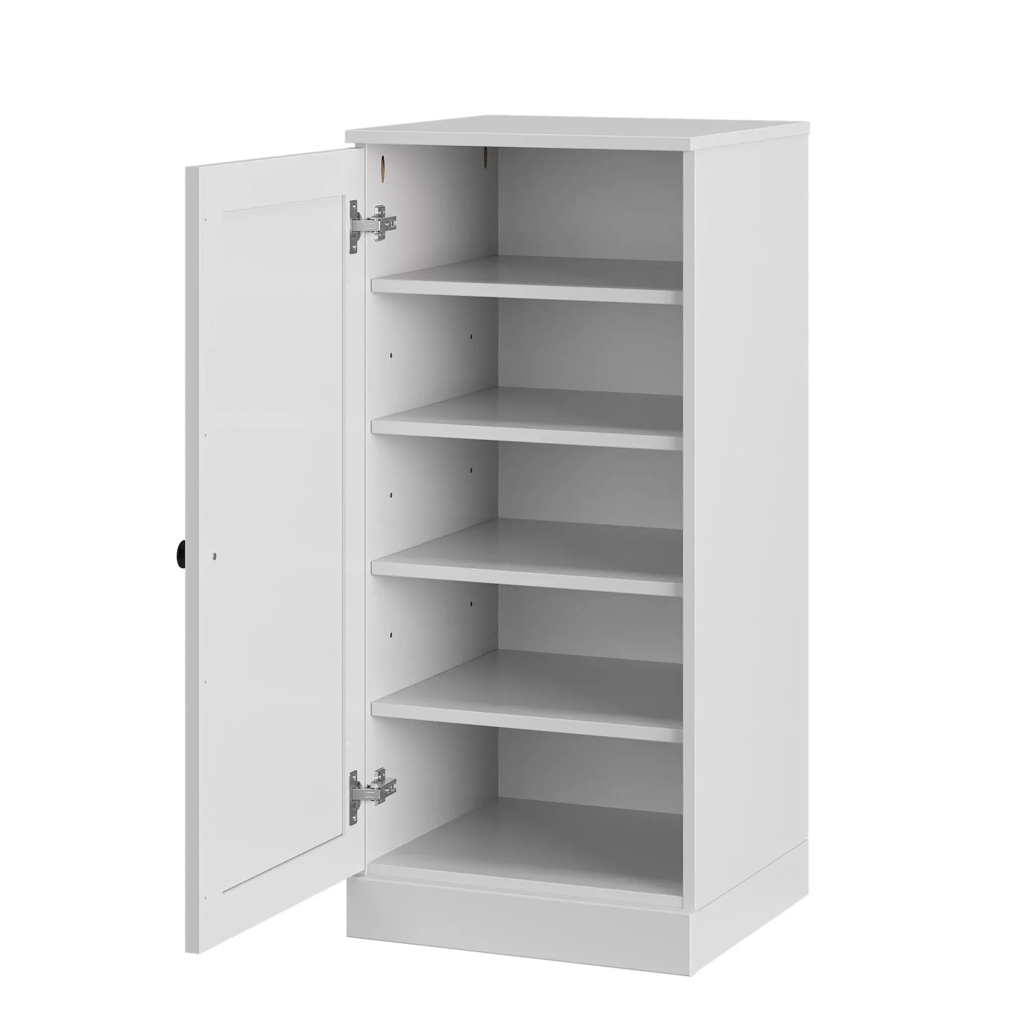 White Ten Pair Solid WoodShoe Storage Cabinet Homeroots Organization