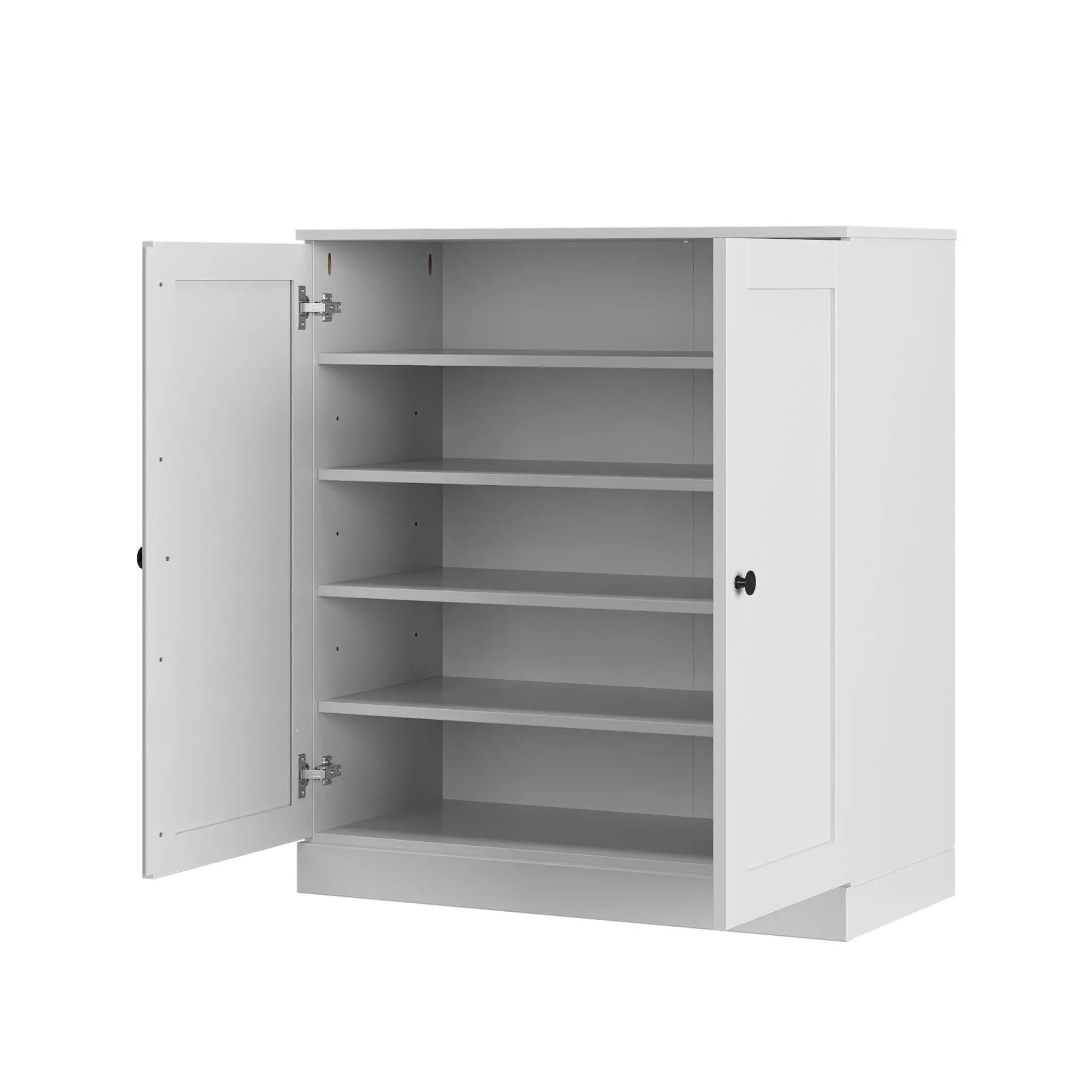 White Twenty Pair Solid WoodShoe Storage Cabinet Homeroots Organization