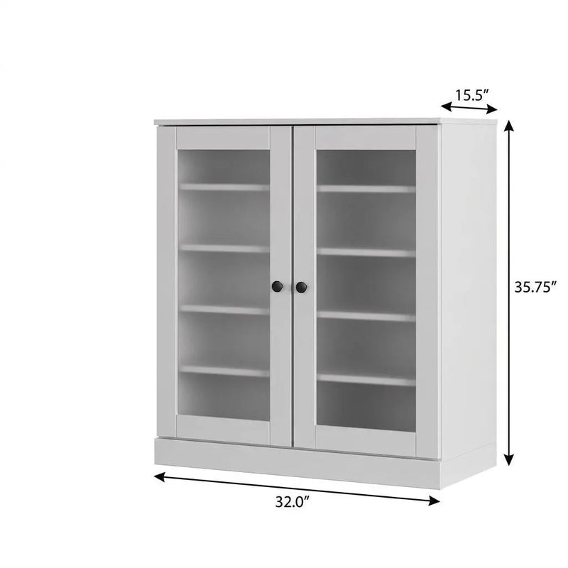 White Twenty Pair Solid WoodShoe Storage Cabinet Homeroots Organization