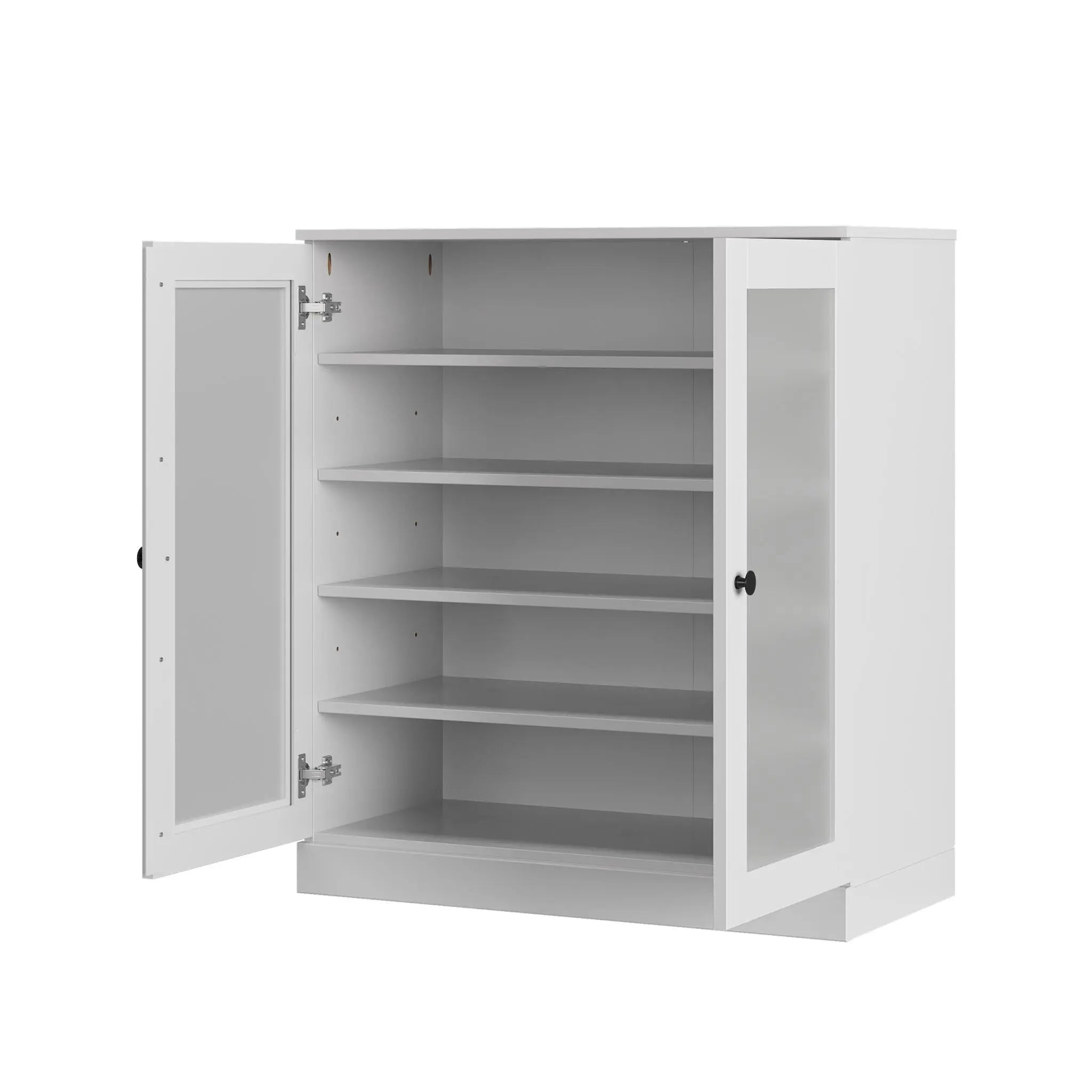 White Twenty Pair Solid WoodShoe Storage Cabinet Homeroots Organization