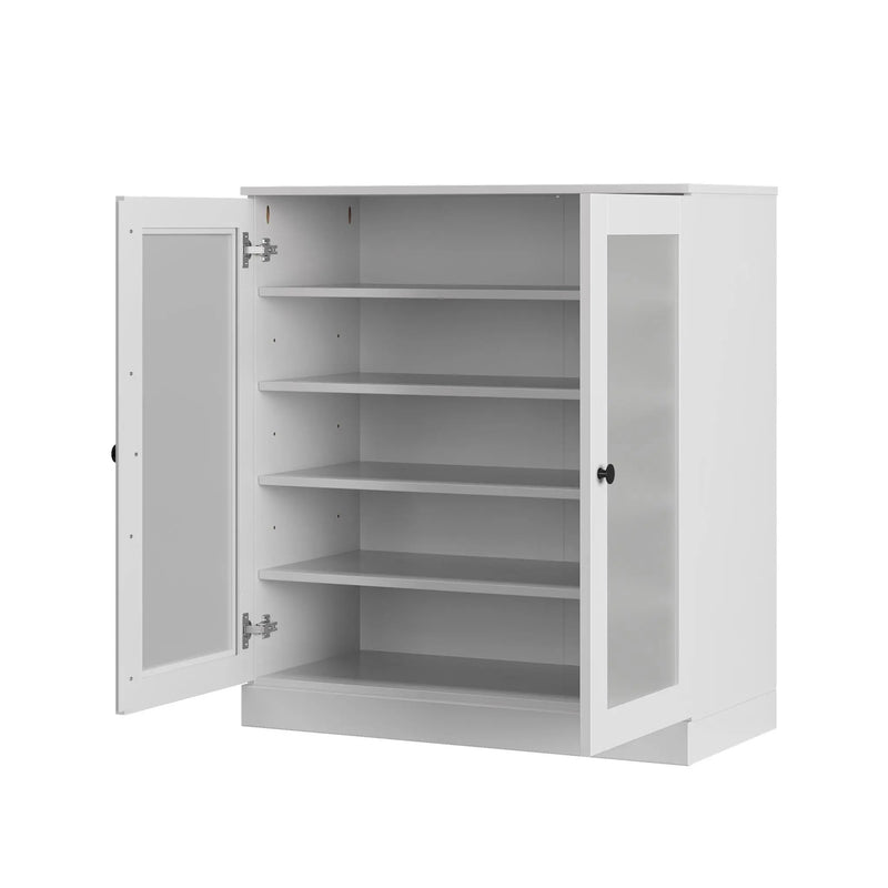 White Twenty Pair Solid WoodShoe Storage Cabinet Homeroots Organization