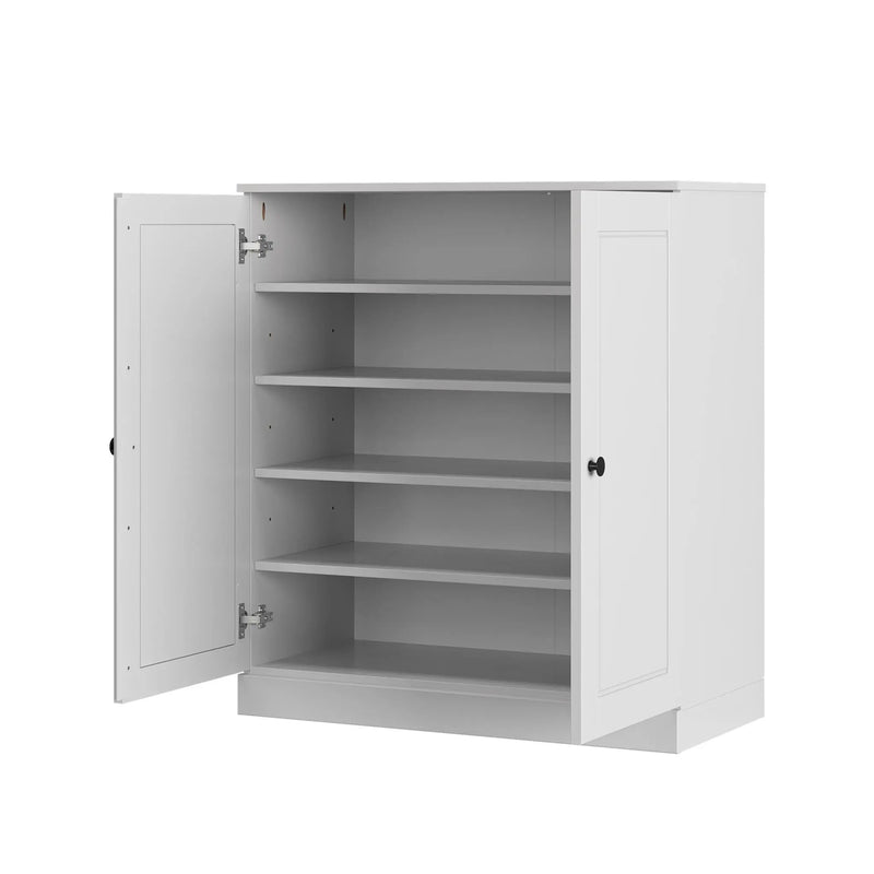 White Twenty Pair Solid WoodShoe Storage Cabinet Homeroots Organization
