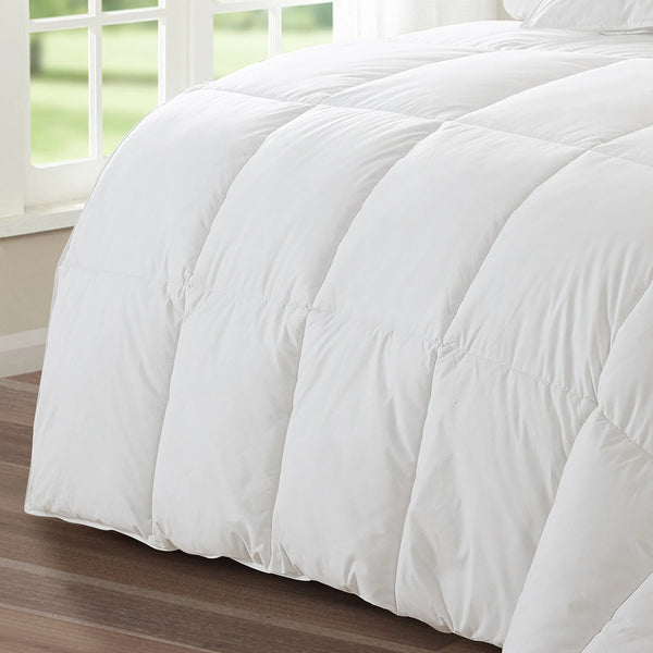 White Twin Fabric Spot Clean Goose Down Down Comforter Homeroots Bed & Bath