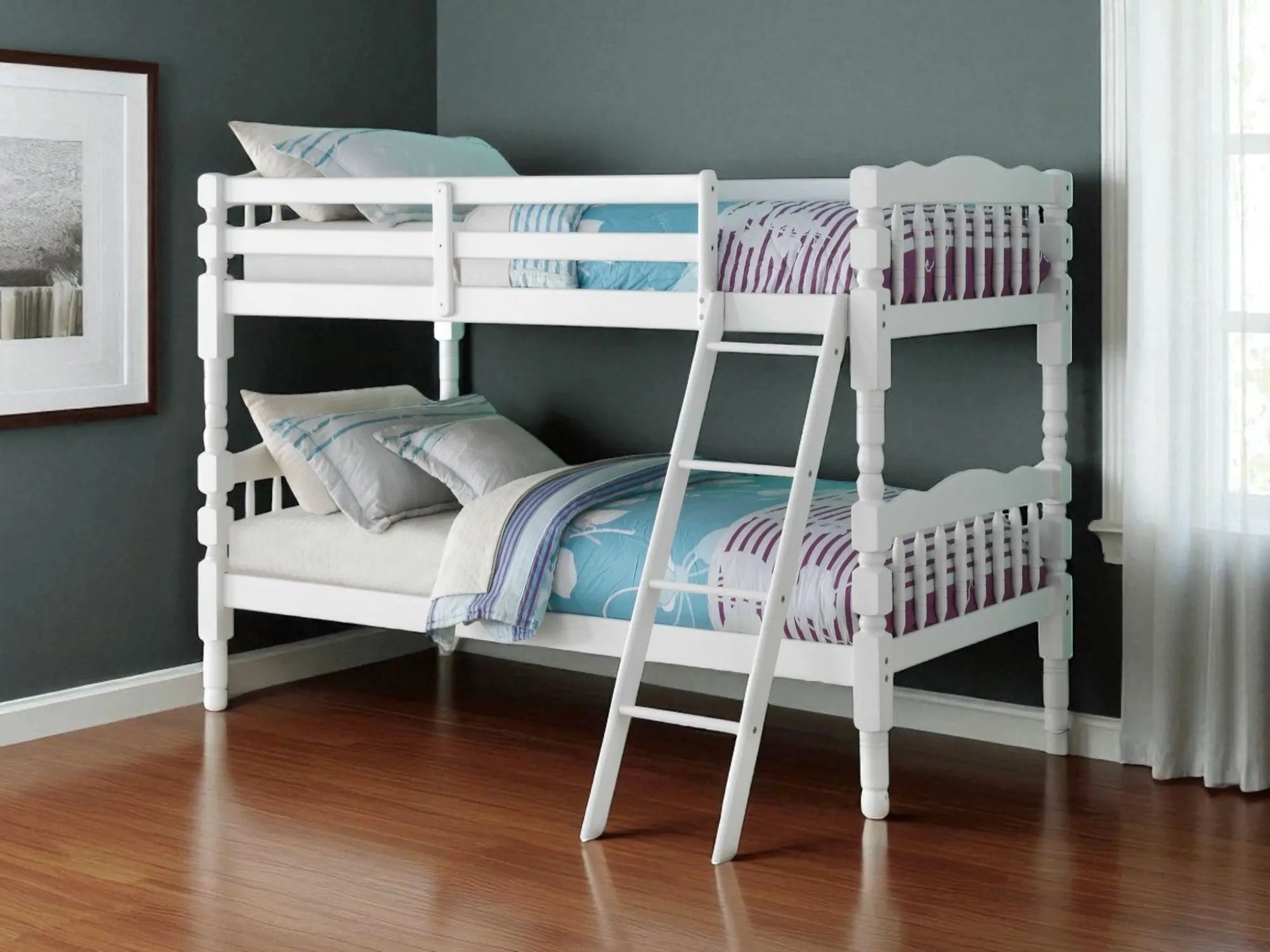 White Twin Over Twin Bunk Bed Homeroots Bed & Bath