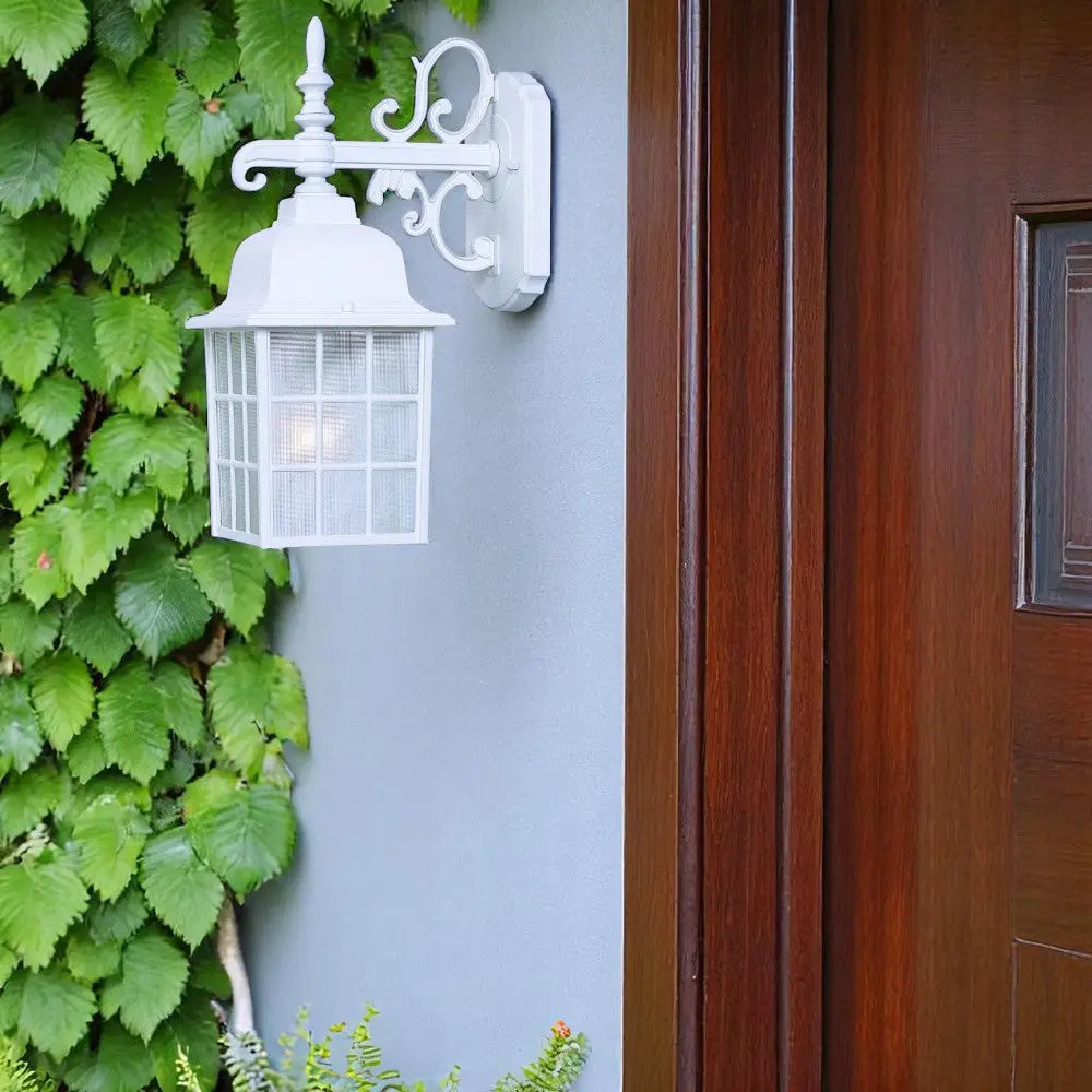 White Window Pane Lantern Wall Light Homeroots Outdoor