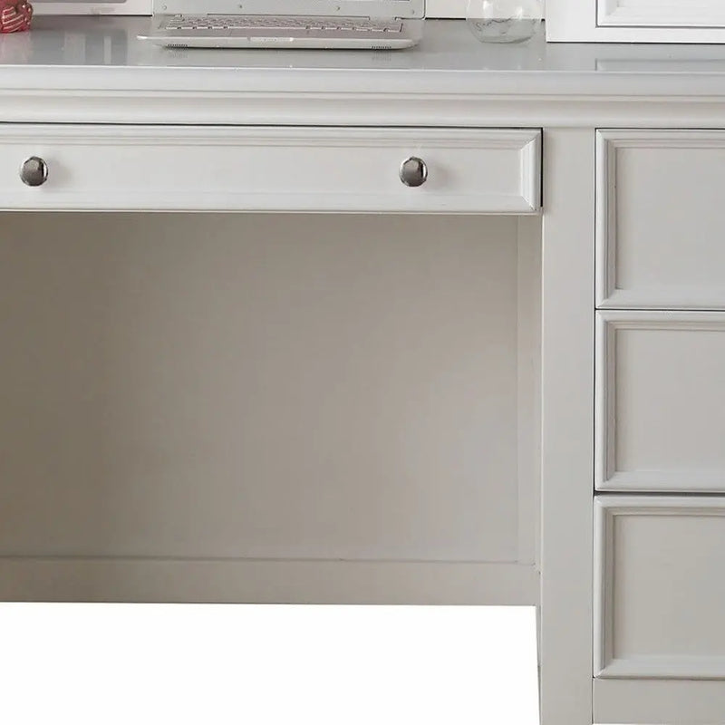White Wood Computer Desk With 3 Drawers And Keyboard Drawer Homeroots Office