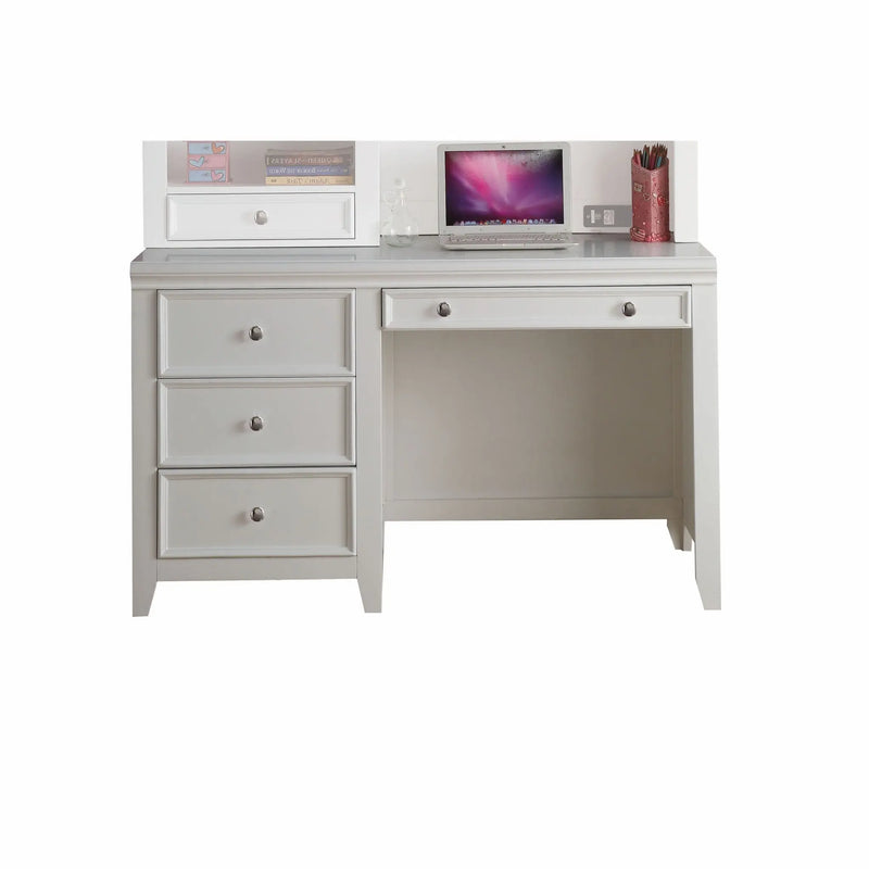 White Wood Computer Desk With 3 Drawers And Keyboard Drawer Homeroots Office