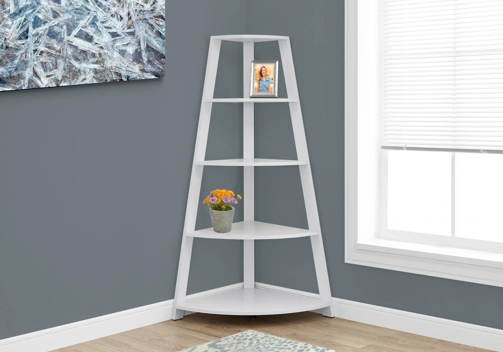 White Wood Four Tier Corner Bookcase Homeroots Office