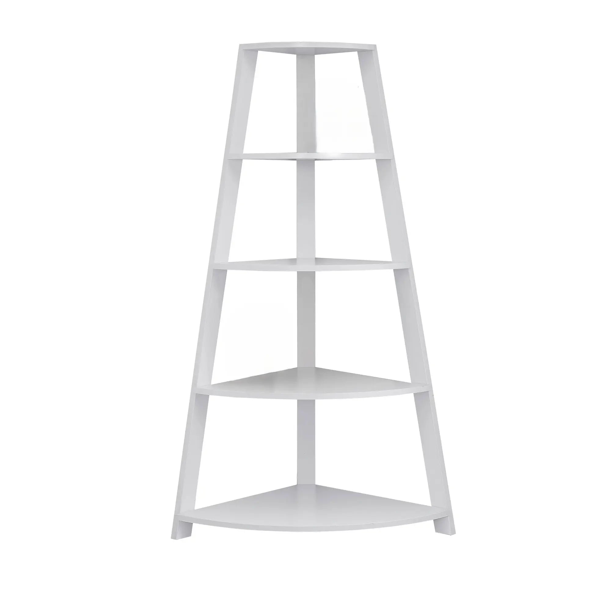 White Wood Four Tier Corner Bookcase Homeroots Office