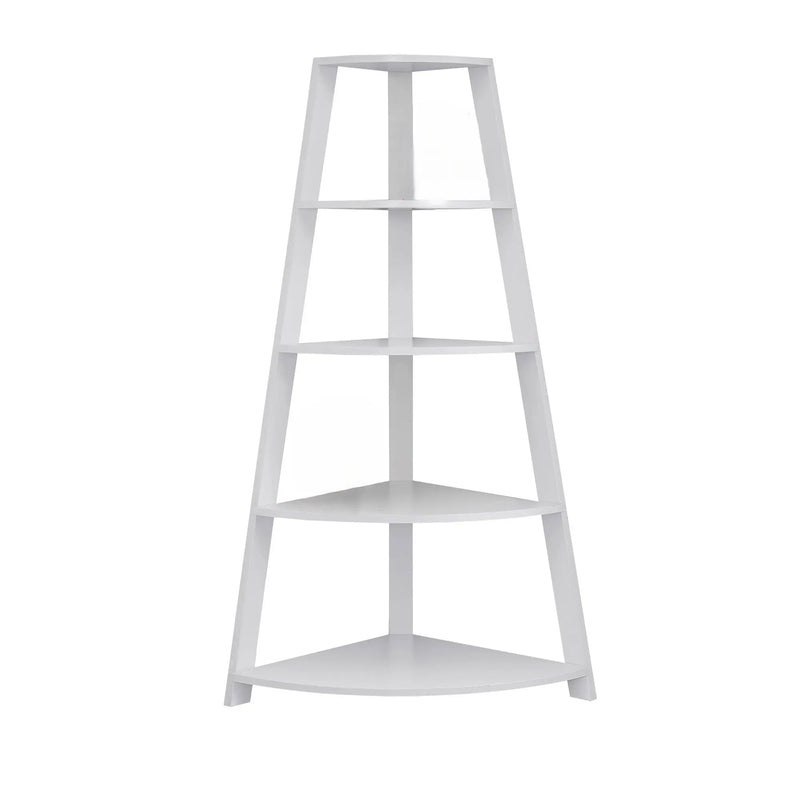 White Wood Four Tier Corner Bookcase Homeroots Office