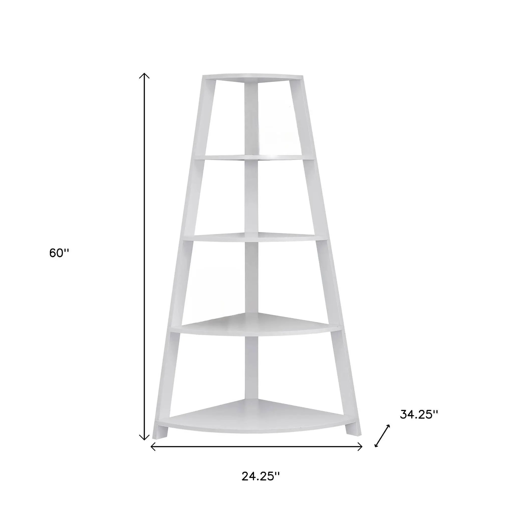 White Wood Four Tier Corner Bookcase Homeroots Office