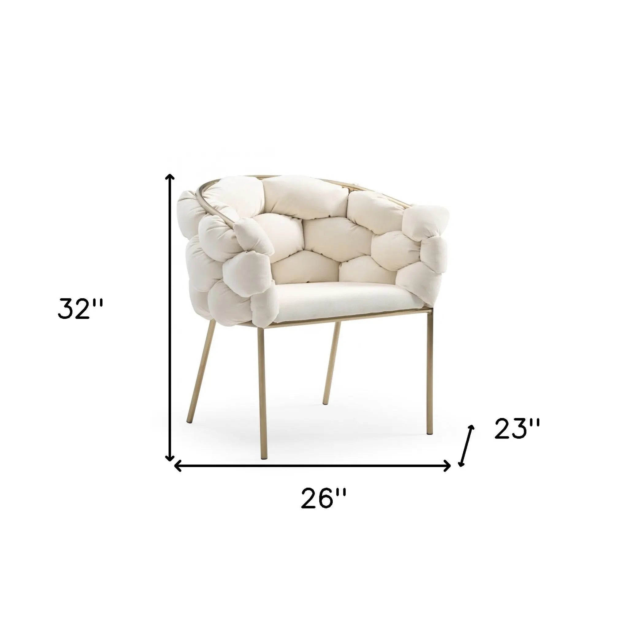 White and Brass Upholstered Fabric Dining Arm Chair Homeroots Kitchen & Dining