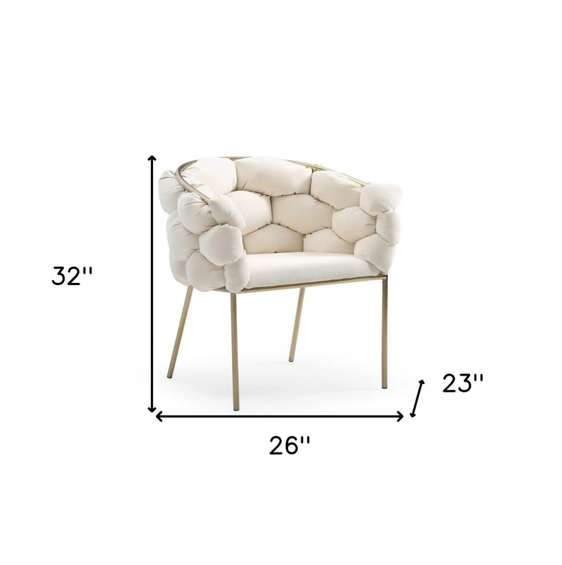 White and Brass Upholstered Fabric Dining Arm Chair Homeroots Kitchen & Dining