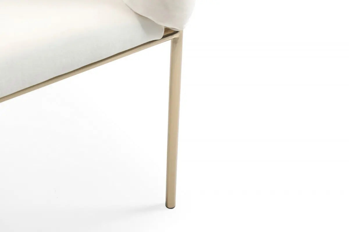 White and Brass Upholstered Fabric Dining Arm Chair Homeroots Kitchen & Dining