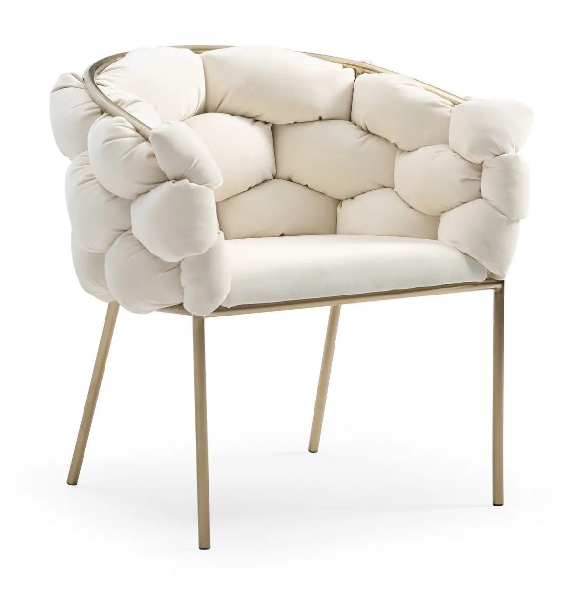 White and Brass Upholstered Fabric Dining Arm Chair Homeroots Kitchen & Dining