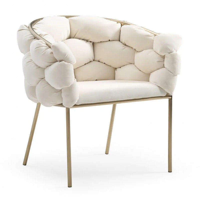White and Brass Upholstered Fabric Dining Arm Chair Homeroots Kitchen & Dining