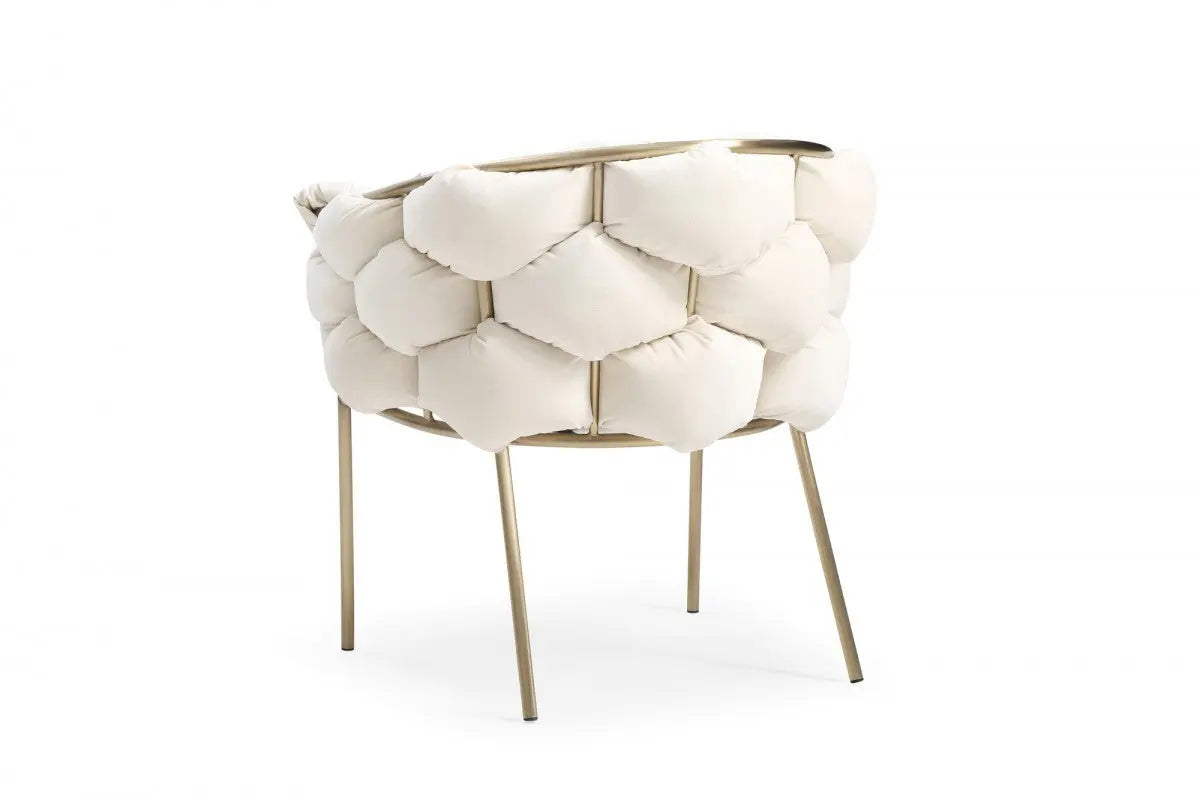 White and Brass Upholstered Fabric Dining Arm Chair Homeroots Kitchen & Dining
