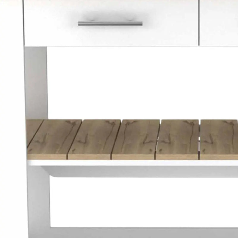 White and Brown 40" Rolling Kitchen Cart With Storage Homeroots Kitchen & Dining