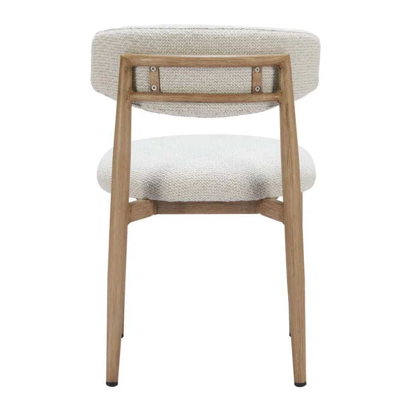 White and Brown Olefin And Aluminum Partially Open Back Dining Side Chair - GreatEagleInc