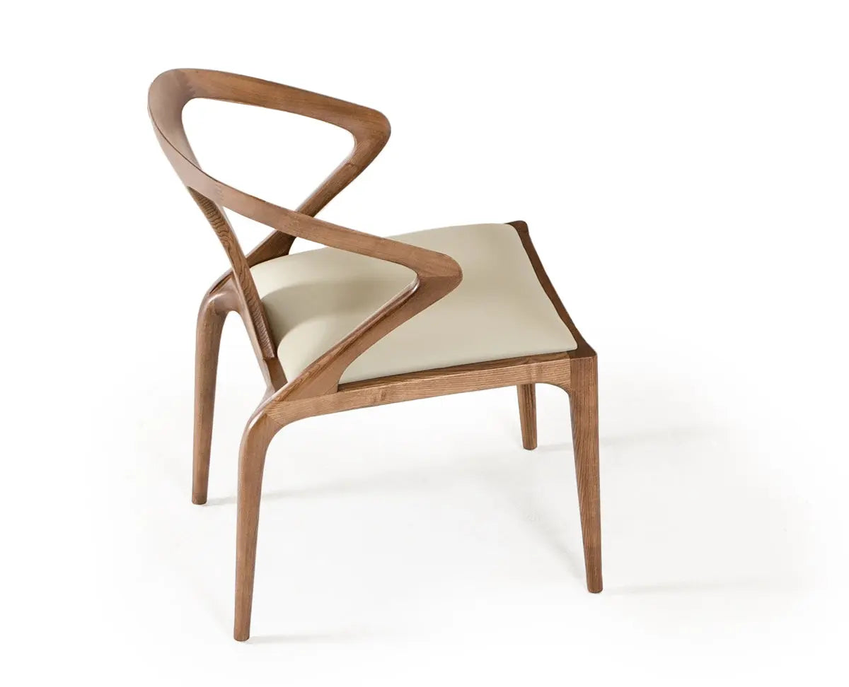 White and Brown Upholstered Faux Leather Curved Back Dining Arm Chair Homeroots Kitchen & Dining